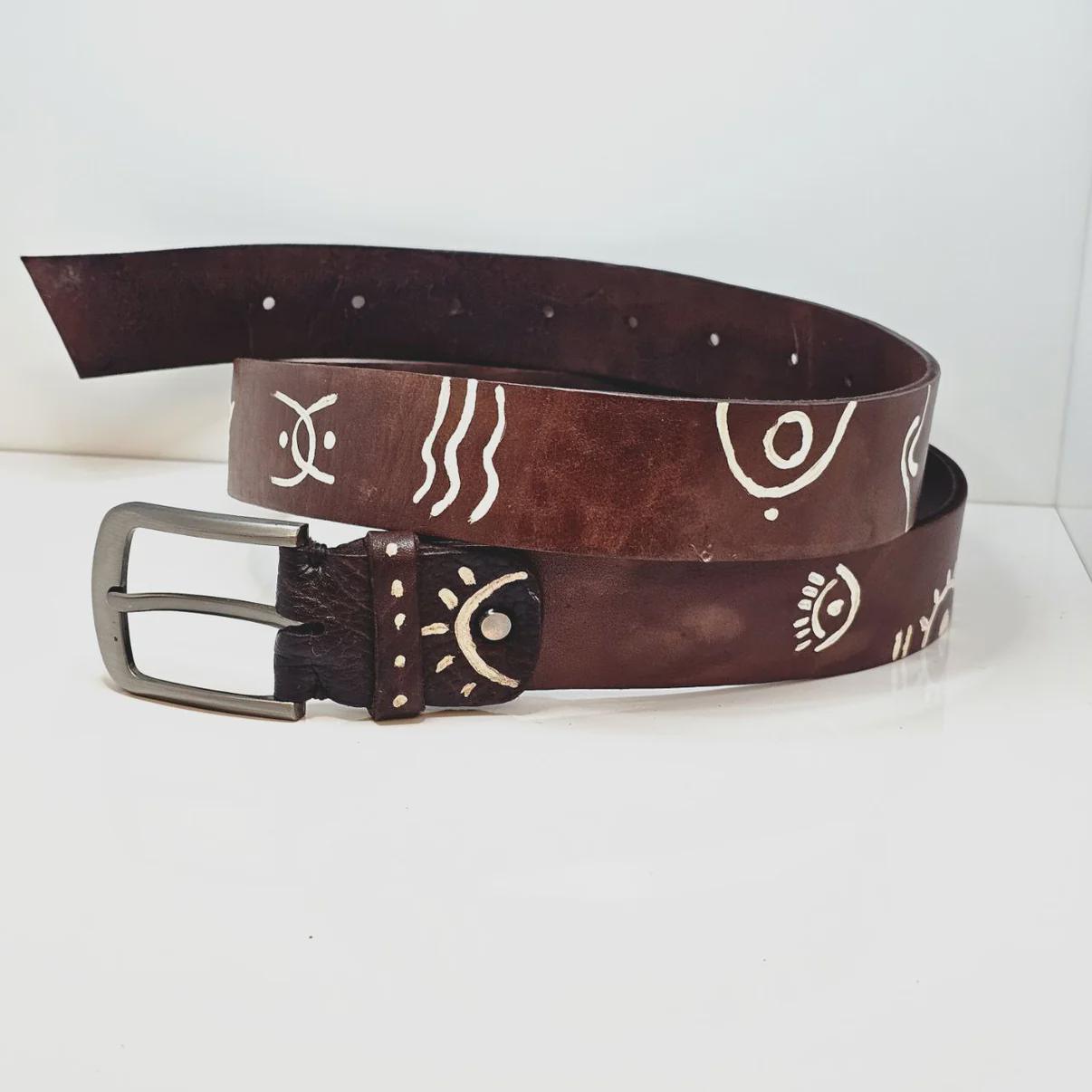 Leather belt made in Morocco (boutique) Moroccan Handmade Black Leather Studded Belt - Shop Now main image 2