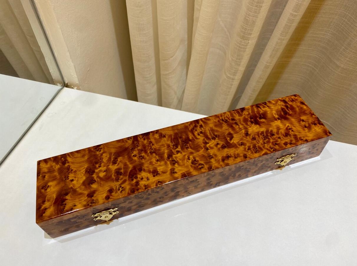 Handmade Thuya wood watch box with vintage brass locks, elegant, aromatic, and perfect for securely storing and displaying your timepieces.
