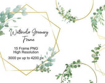 Gold Eucalyptus Frame Watercolor Greenery Frames Clipart Green Leaves ...