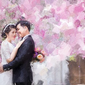 Wedding Oil Painting From Photo, 1st Anniversary Gift, Custom Wedding Couple Portrait, Personalized Gift for Couple,  Custom Oil Painting,