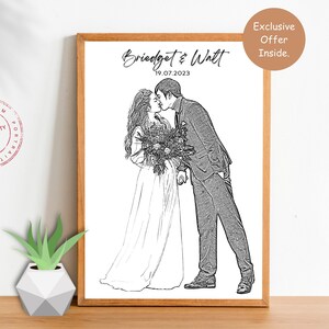 Personalized Pencil Portraits, Custom Pencil Line Art Sketch, Custom Pencil Sketch, Custom Pencil Wedding Portrait Gift for her Wedding Gift