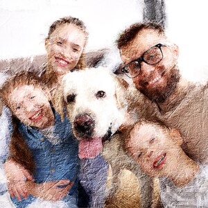 Custom Family Oil Portrait, Custom Oil Painting Of Pet With Owner, Family Oil Painting, Custom Oil Painting From Photo, Family Portrait Oil