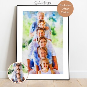 Personalized Family Watercolor Painting, Custom Family Painting From Photo Watercolor Family Portrait Gift for Grandparents Family Portraits