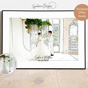 Custom Wedding Painting, Custom Portrait Painting, Wedding Portrait, Cartoon Portrait, Couple Drawing, Valentine Day Gift, Anniversary Gift