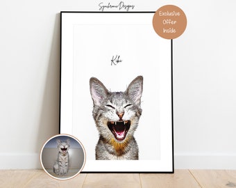 Cat Memorial Gift For Cat Lover, Custom Cat Portrait For Cat Lover, Custom Cat Colored Sketch, Custom Cat Drawing Custom Cat Painting Sketch