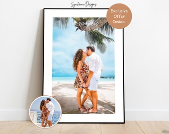 Personalized  Couple Portrait, Custom Valentine Couple Portrait From Photo, Engagement Gift, Proposal Gift, Anniversary Gift, Soulmate Gift