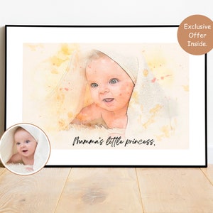 Custom Watercolor baby Painting from Photo, Watercolor Baby Portrait, Kids Portrait, Custom Baby Portrait Baby Watercolor Portrait Painting