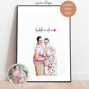 Custom Lesbian Couple Portrait, Custom Lesbian Portrait,  Same Sex Wedding, LGBT Marriage Gift LGBT Engagement Gift Lesbian Anniversary Gift