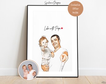 Custom Father & Son Portrait, Customized Fathers Day Portrait, Fathers Day Gift, Customized Gift For Dad, Custom New Dad Gift, Gift From Son