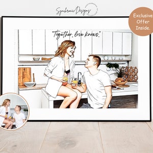 Couple Portrait, Couple Drawing, Custom Portrait, Cartoon Portrait, Personalized Portrait, Custom Couple Portrait From Photo, Custom Sketch