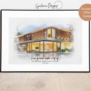 Custom House Portrait, Housewarming Gift, First Home Gift, Home Illustration, Watercolor Home Portrait, Realtor Closing Gift, Home Art _ Art