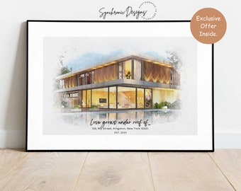 Custom House Portrait, Housewarming Gift, First Home Gift, Home Illustration, Watercolor Home Portrait, Realtor Closing Gift, Home Art _ Art