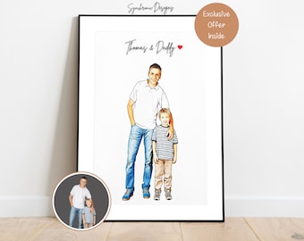 Custom Father & Son Portrait, Fathers Day Gift, Customized Gift For Dad, Customized Fathers Day Portrait, Custom New Dad Gift, Gift From Son