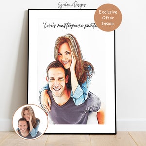 Custom Couple Portrait, Custom Couple Drawing, Soulmate Portrait, Cartoon Portrait, Couple Portrait From Photo Gift for Couple Proposal Gift