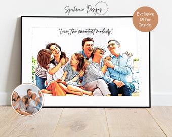 Custom Family Portrait, Personalized Family Portrait, Custom Family Drawing, Family Portrait from a Photo, Family Reunion Portrait, Family