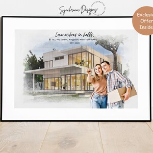 New Home House Warming Gift, Custom House Portrait, House Painting on canvas, Watercolor House Painting, House Drawing From Photo, Home Art