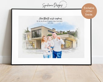 Custom House Portrait, House Warming Gift, First Home Gift, Home Illustration, Watercolor Home Portrait, Realtor Closing Gift, Home Art