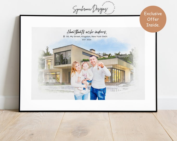 Custom House Portrait | Housewarming Gift | First Home Gift | Home ...