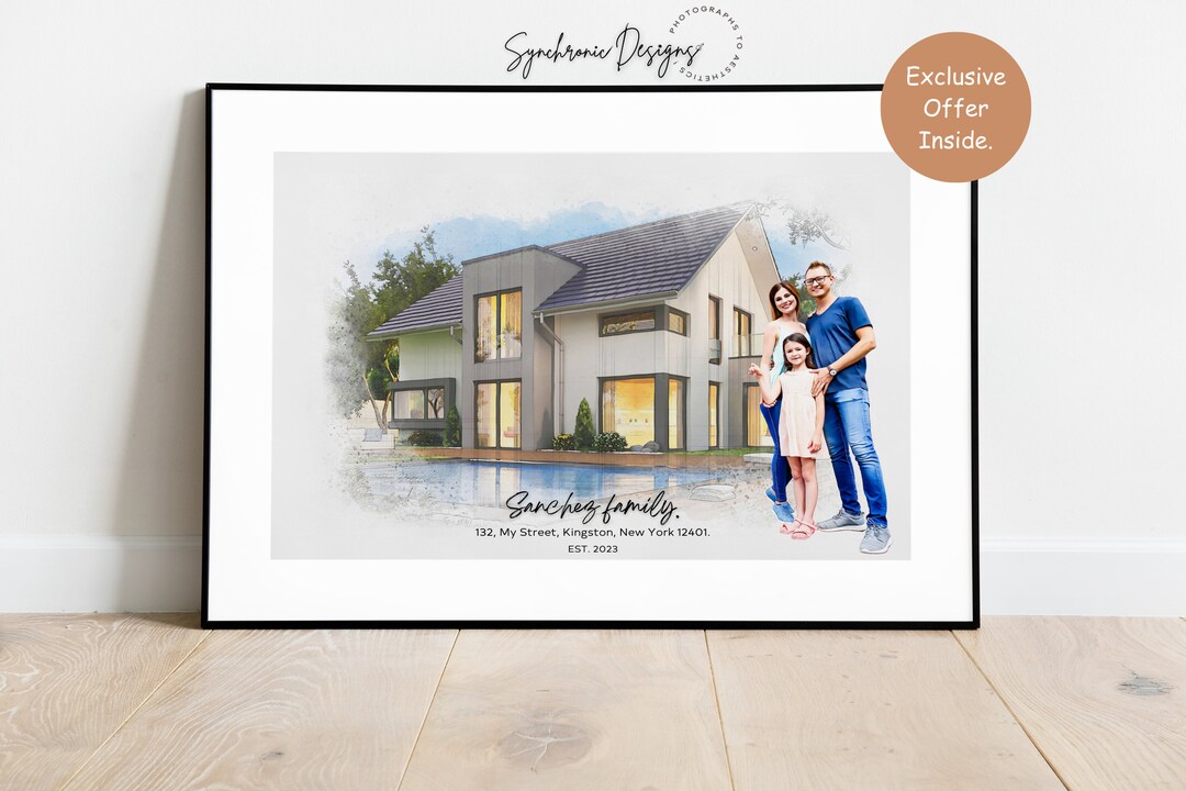 Custom Watercolor Home Portrait, House Numbers, Watercolor House ...