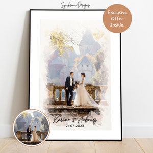 Customized Watercolor Wedding Portrait, Custom Watercolor Portrait From Photo, Wedding Anniversary, Wedding Gift Wedding Painting from Photo