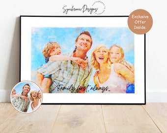 Custom Family Portrait, Personalized Family Portrait from Photo, Family Watercolor Portrait, Family Reunion Portrait, Gift For Grandparents
