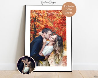 Personalized Valentine Couple Portrait, Custom Couple Portrait From Photo, Engagement Gift, Proposal Gift, Anniversary Gift, Soulmate Gift