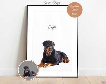 Customized Dog Colored Sketch, Custom Dog Painting, Custom Dog Portrait From Photo,  Dog Memorial Gift For Dog Lover, Custom Dog Painting