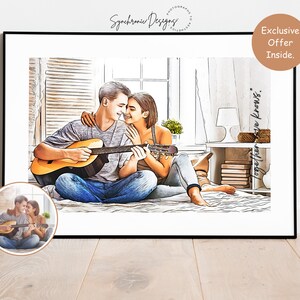 Personalized Couple Portrait, Custom Couple Portrait, Couple Drawing, Custom Portrait, Cartoon Portrait Valentine Gift Custom Proposal Gift