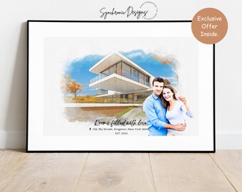 Custom House Portrait, Housewarming Gift, First Home Gift, Home Illustration, Watercolor Home Portrait, Realtor Closing Gift, Home Art_Art
