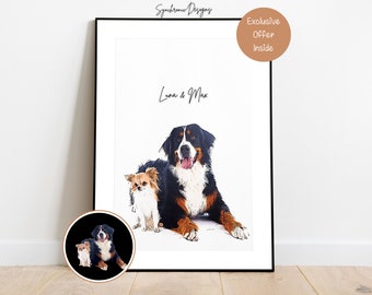 Custom Dog Sketch For Dog Lover, Personalized Dog Sketch, Custom Dog Portrait From Photo, Dog Colored Sketch from Photo, Dog Memorial Gift