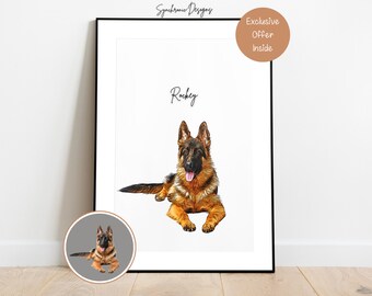 Customized Dog Portrait, Custom Dog Portrait From Photo, Custom Dog Painting, Dog Memorial Gift For Dog Lover, Custom Dog Painting on Canvas