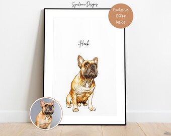 Custom Dog Portrait From Photo, Dog Memorial Gift For Dog Lover, Personalized Dog Painting, Custom Dog Colored Sketch, Custom Dog Painting