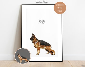 Custom Dog Colored Sketch, Personalized Dog Painting, Custom Dog Portrait From Photo,  Dog Memorial Gift For Dog Lover, Custom Dog Painting