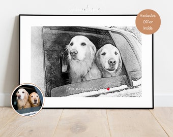 Custom Dog Pencil Portrait, Custom Dog Pencil Sketch Dog Lover Gift Dog Art Portrait from Photo Dog Memorial Gift Puppy Drawing Dog Portrait