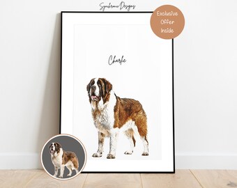 Custom Dog Painting, Custom Dog Colored Sketch, Custom Dog Portrait From Photo, Personalized Dog Painting, Dog Memorial Gift For Dog Lover