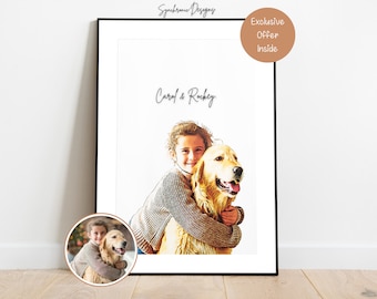Custom Dog & Owner Colored Sketch, Dog and Owner Portrait, Dog And Owner Gift, Custom Dog Portrait, Dog Portrait, Gift For Dog Lover Dog Art