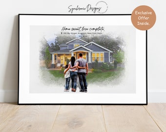 Moving Away Gift, Custom Home Portrait, Neighbor Moving Gift, Portrait from Photo, Gift for Friend, House Warming Gift, Childhood Home Gift
