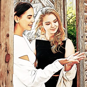 Custom Lesbian Portrait, Custom Same Sex Wedding Art, Custom Lesbian Wedding Couple Portrait,  LGBT Marriage Gift, Lesbian Anniversary Gift