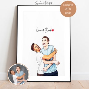 Custom Gay Portrait, Gay Proposal Gift, Custom Gay Couple Wedding Portrait Same Sex Wedding Portrait LGBT Marriage Gift LGBT Engagement Gift