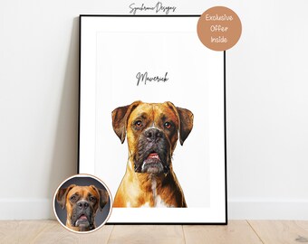 Custom Dog Portrait For Dog Lover, Personalized Dog Sketch, Custom Dog Portrait From Photo, Dog Colored Sketch from Photo, Dog Memorial Gift
