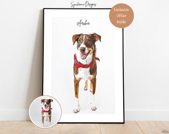 Customized Dog Portrait, Custom Dog Portrait From Photo, Custom Dog Sketch, Dog Memorial Gift For Dog Lover, Custom Dog Painting on Canvas