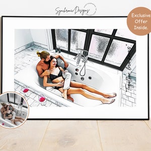 Custom Couple Portrait From Photo, Gift For Couple, Comic Style Couple Portrait, Cartoon Couple Portrait, Couple Drawing, Custom Portrait