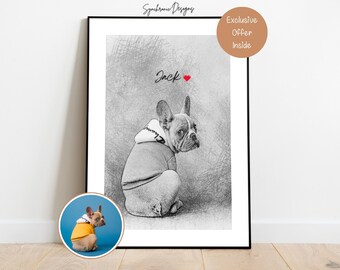 Custom Dog Pencil Portrait, Custom Dog Pencil Sketch Dog Lover Gift Dog Art Portrait from Photo Dog Memorial Gift Puppy Drawing Dog Portrait