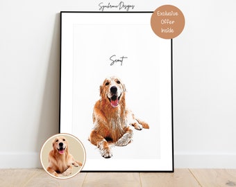 Custom Dog Portrait, Custom Dog Portrait From Photo, Custom Dog Colored Sketch Dog Memorial Gift For Dog Lover Custom Dog Painting on Canvas