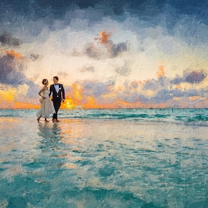 Custom Wedding Couple Oil Portrait, Wedding Oil Painting From Photo, 1st Anniversary Gift, Personalized Gift for Couple, Custom Oil Painting