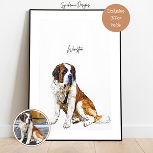 Customized Dog Sketch, Custom Dog Sketch For Dog Lover, Custom Dog Portrait From Photo, Dog Colored Sketch from Photo, Dog Memorial Gift