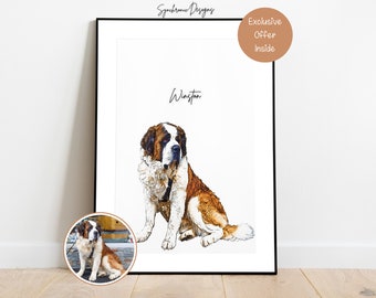 Customized Dog Sketch, Custom Dog Sketch For Dog Lover, Custom Dog Portrait From Photo, Dog Colored Sketch from Photo, Dog Memorial Gift