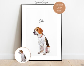 Custom Dog Sketch For Dog Lover, Custom Dog Portrait From Photo, Dog Colored Sketch from Photo, Personalized Dog Sketch, Dog Memorial Gift