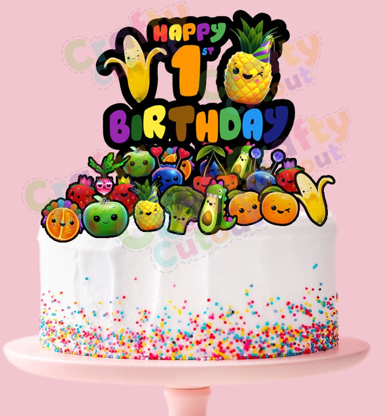 First Birthday Hey Bear Baby Sensory Fruit & Vegetable Enspired Cake