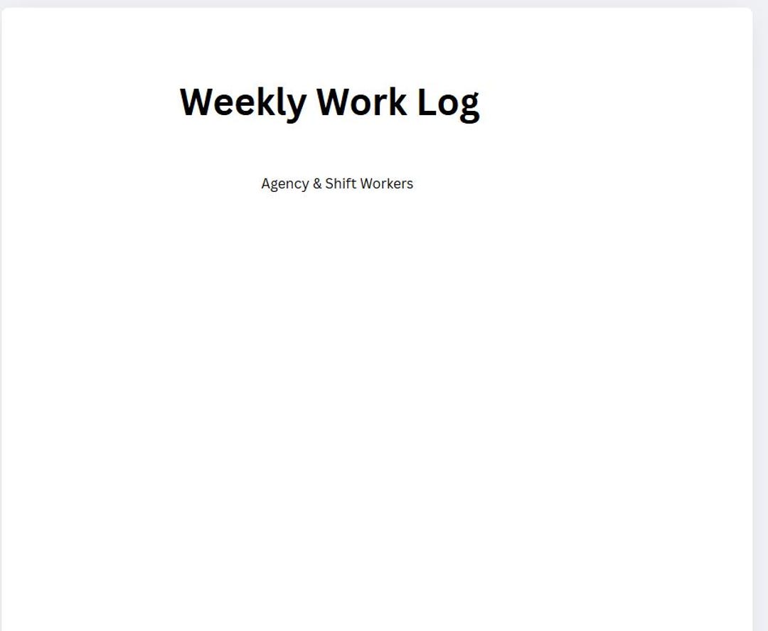 Weekly Work Log for Agency Workers | Hours Tracker | Printable A4 PDF ...